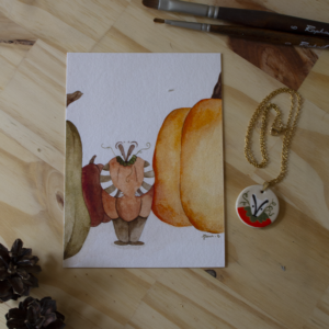 Coffret – Illustration + pendentif – Milo le blaireau
