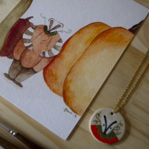 Coffret – Illustration + pendentif – Milo le blaireau